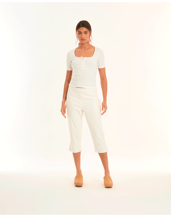 Calça corsário tic off-white