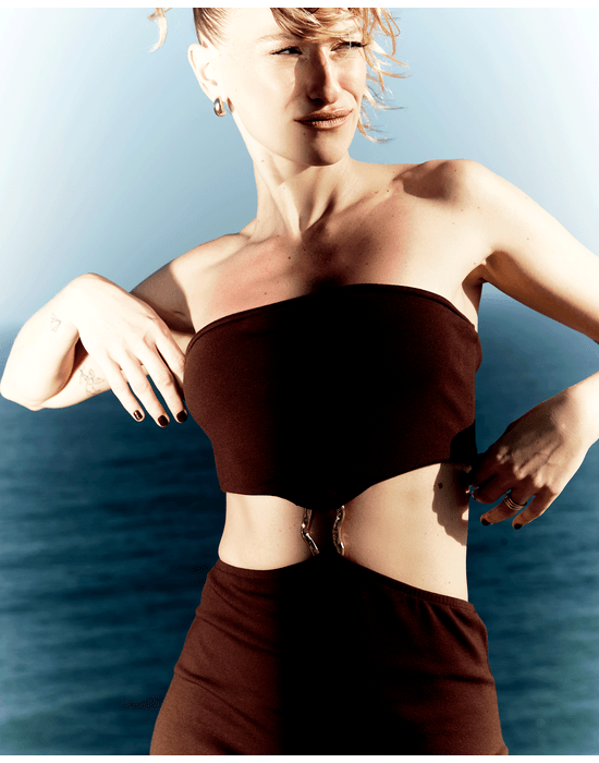 Vestido bandage ade marrom