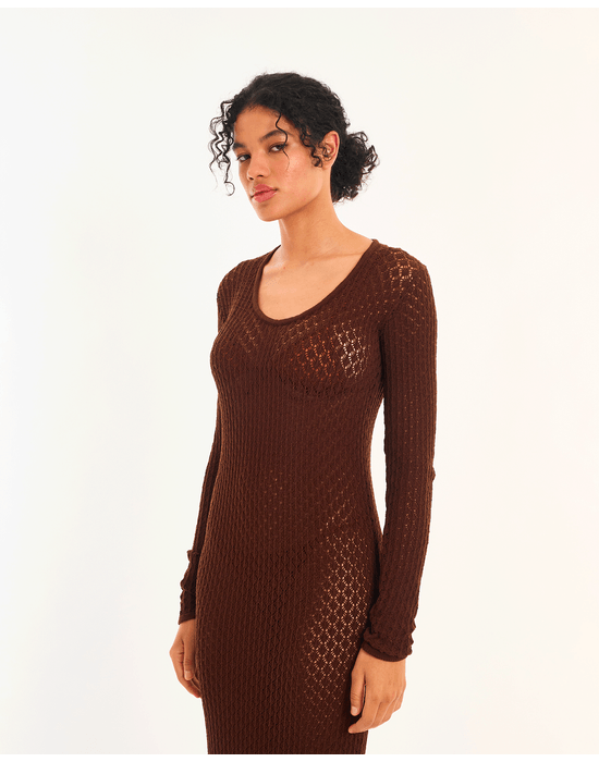 Vestido tricot art marrom