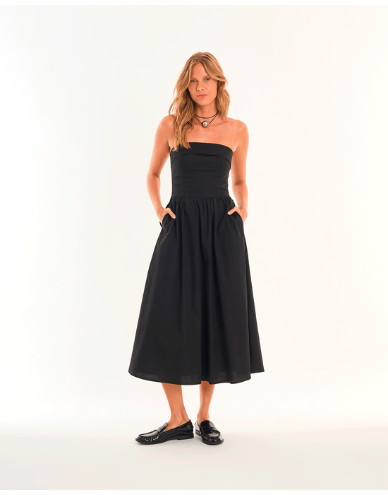 Vestido tricoline bel preto