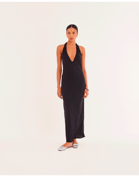 Vestido cetim kas preto