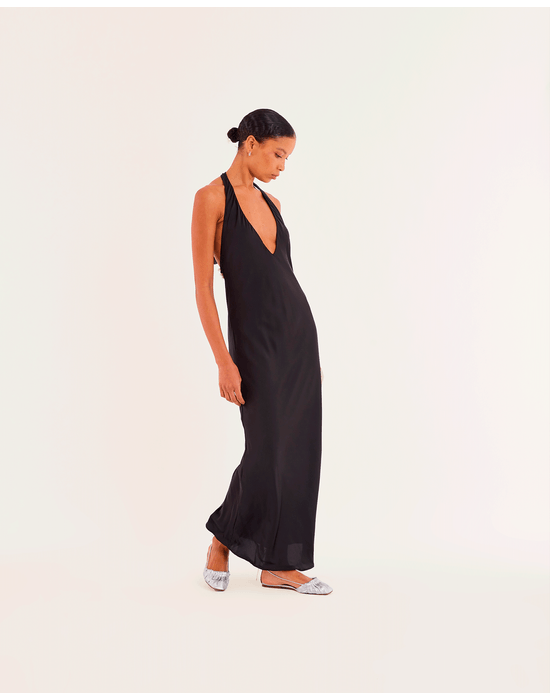 Vestido cetim kas preto