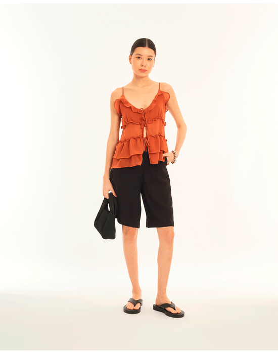 Blusa babado road marrom