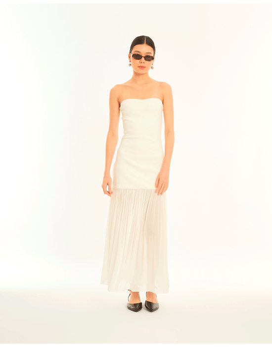 Vestido mix bos off-white