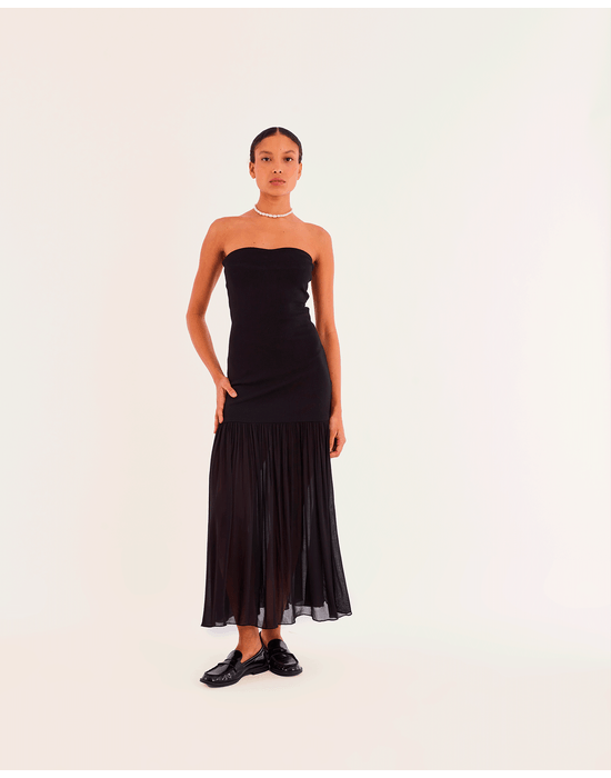 Vestido mix bos preto
