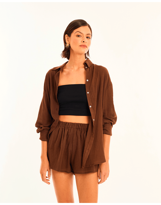 Conjunto camisa ala marrom