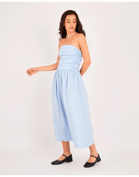 Vestido atado min azul