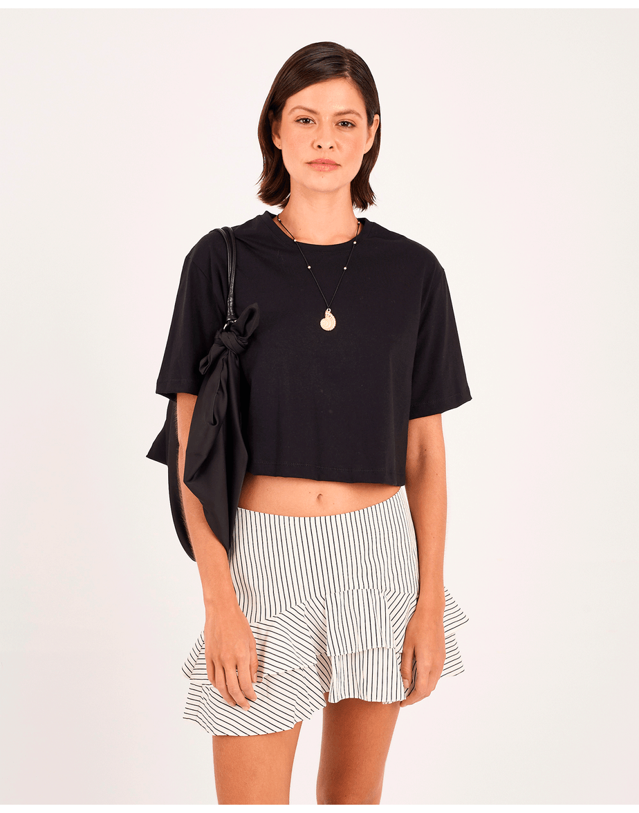 T-shirt algodão ter preto