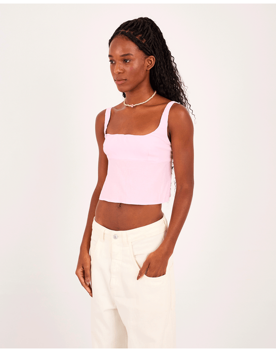 Top tira red rosa