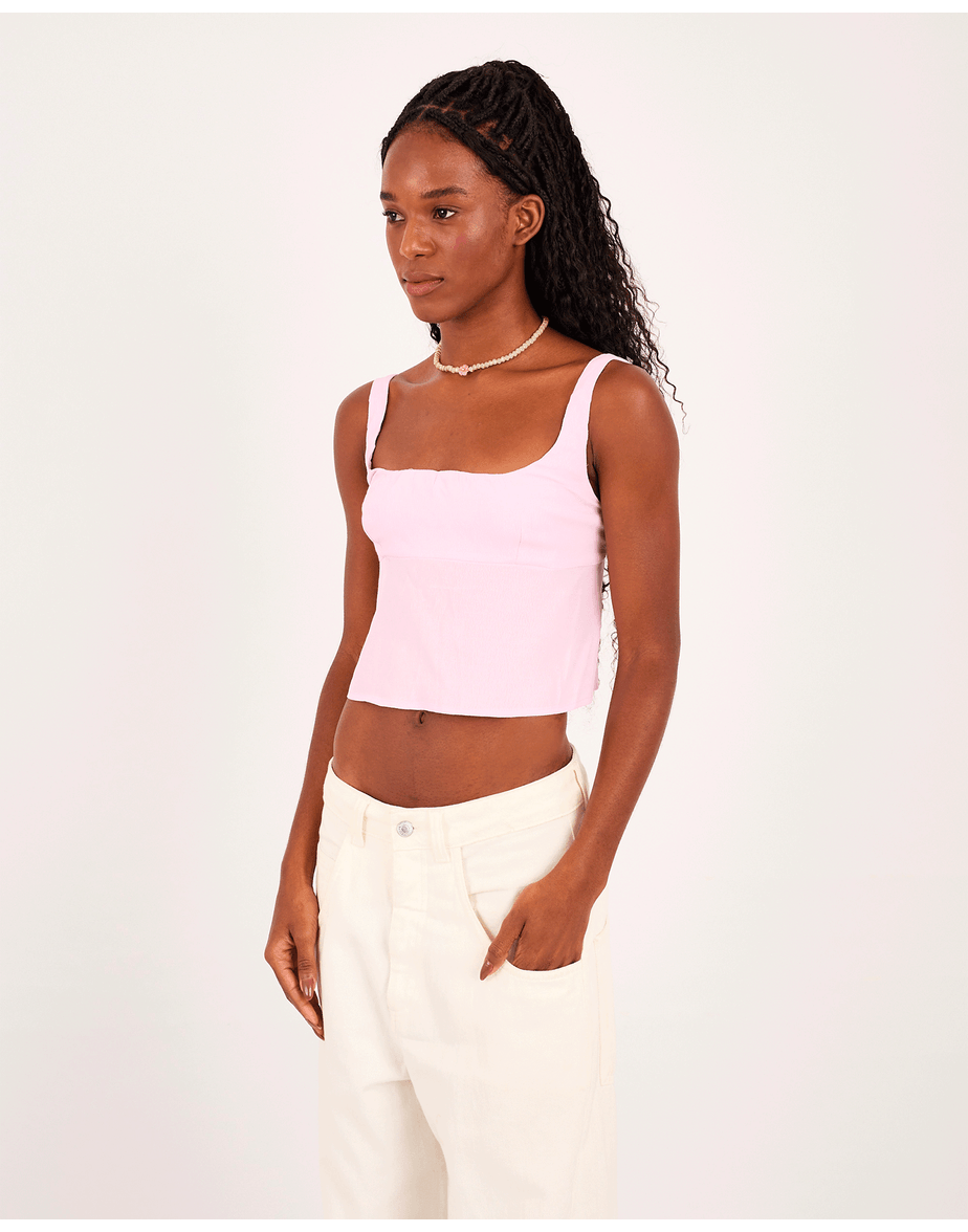 Top tira red rosa