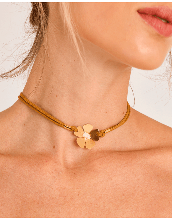 Chocker flor sol dourado