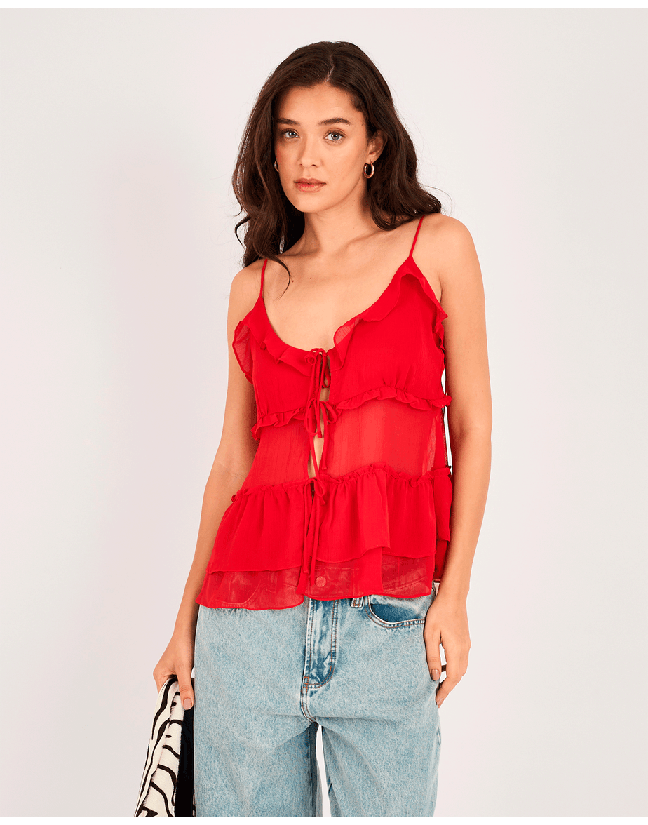 Blusa babado road vermelho