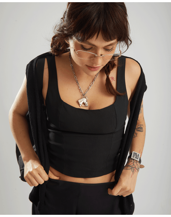 Blusa corselet sophia de lucca preto
