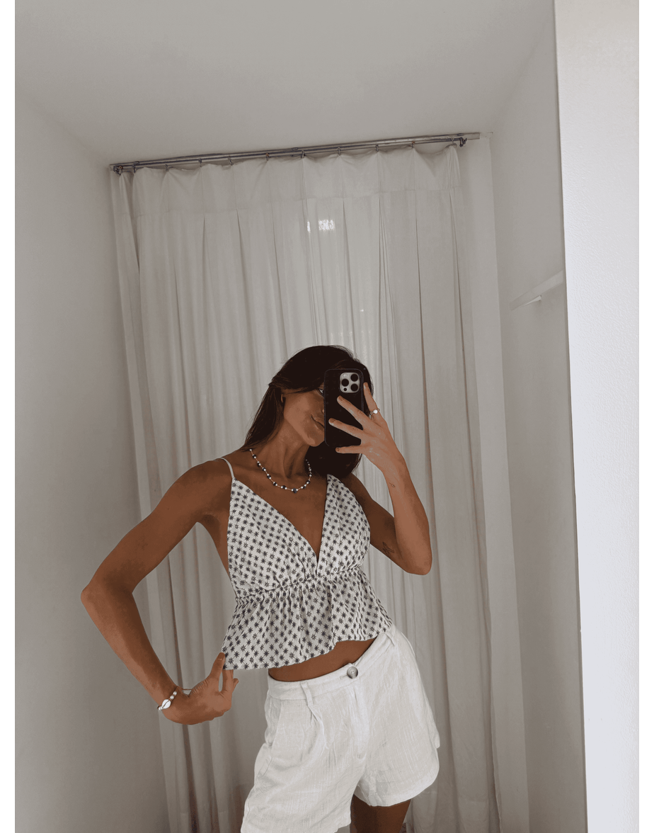 Blusa bordado ora azul