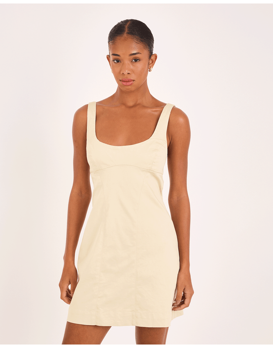 Vestido sarja vin bege