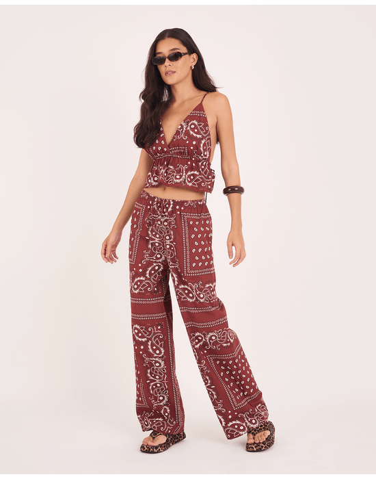 Calça bandana tex estampado marrom