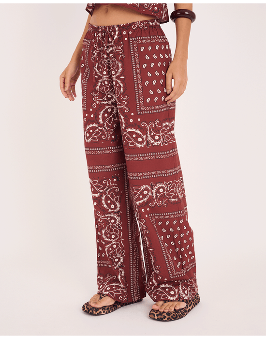 Calça bandana tex estampado marrom