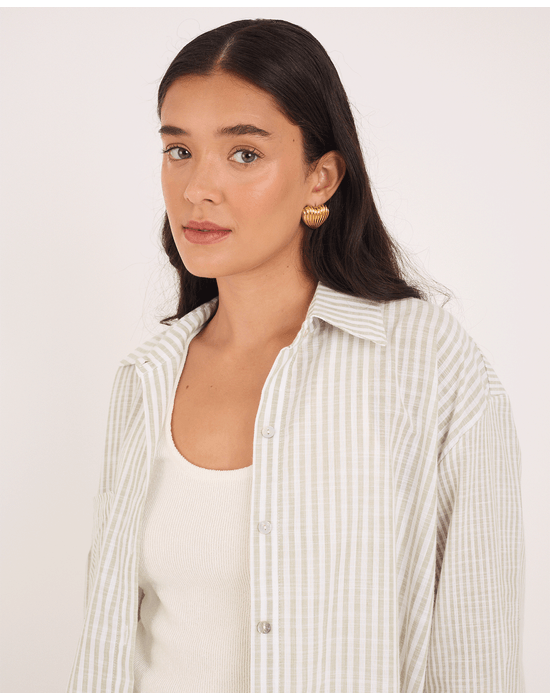 Camisa listras tex listrado verde