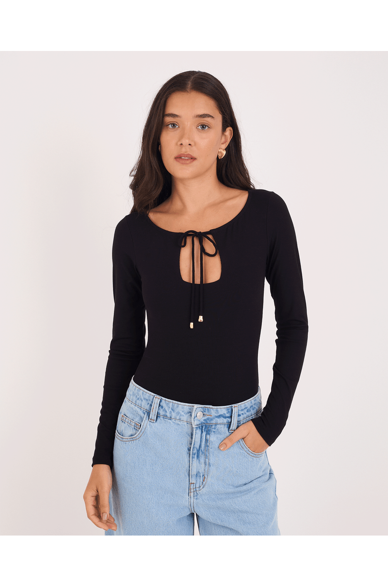 Body decote tex preto