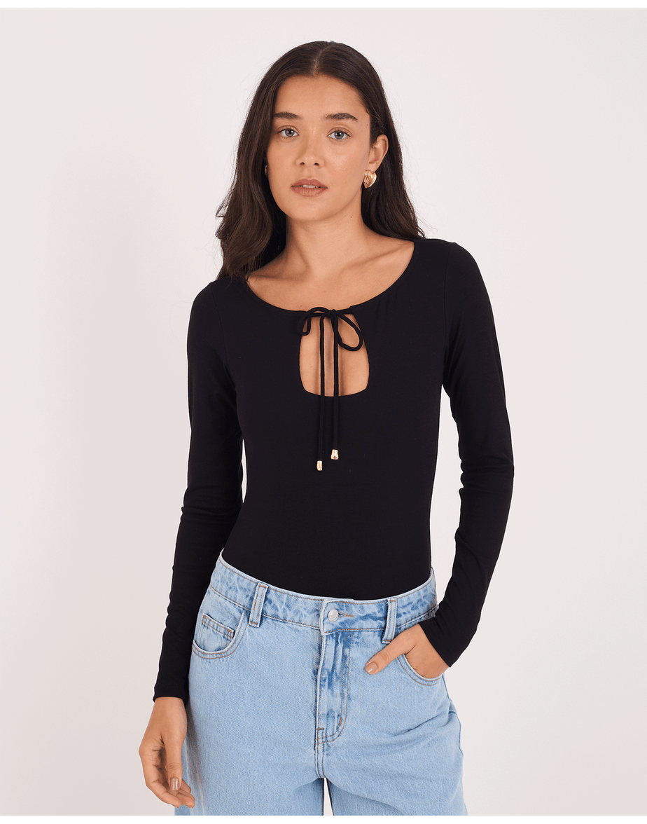 Body decote tex preto