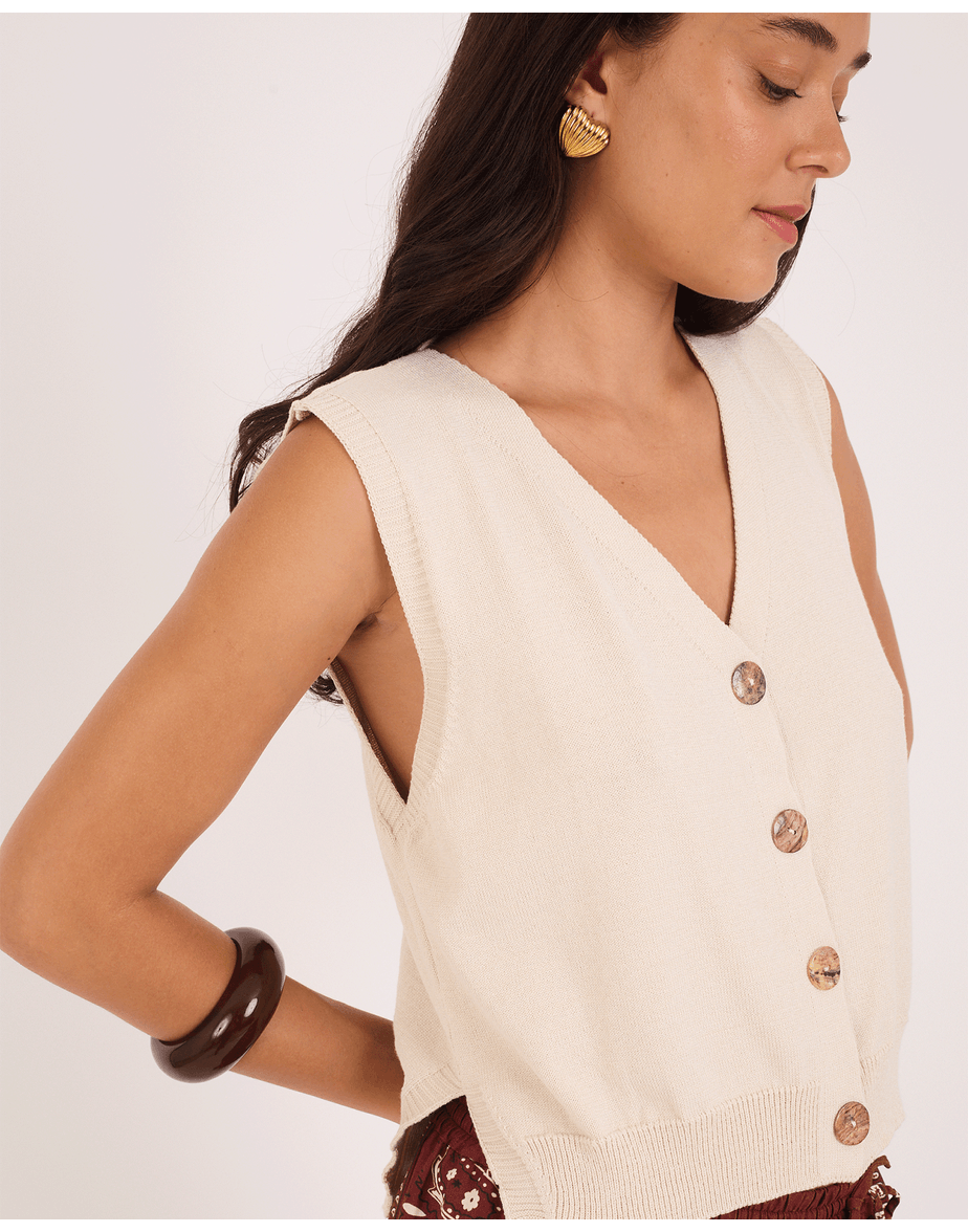 Colete tricot tex off-white