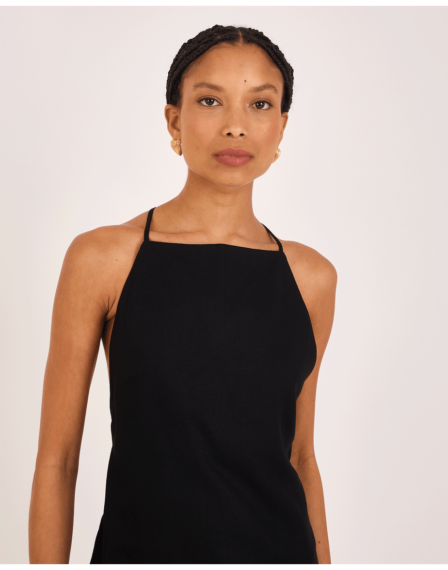 Vestido linho kai preto