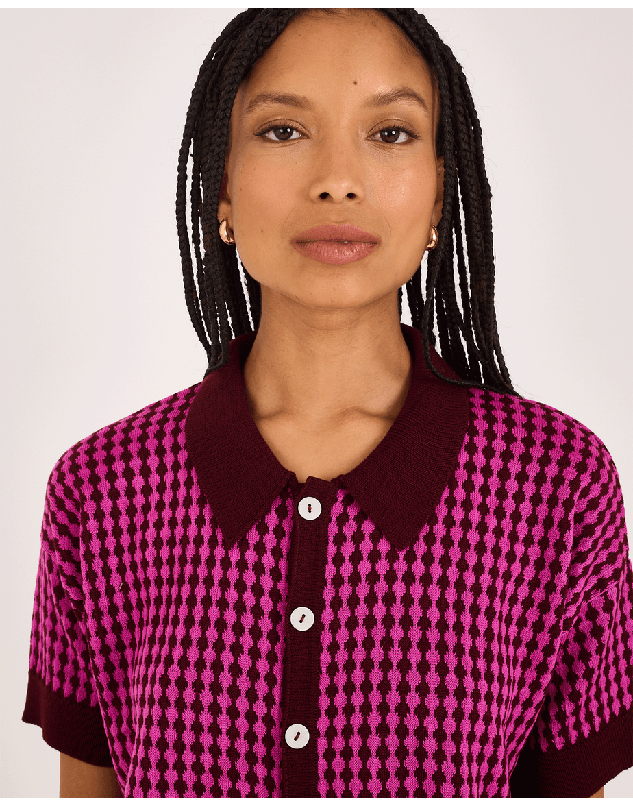 Blusa tricot kai vinho