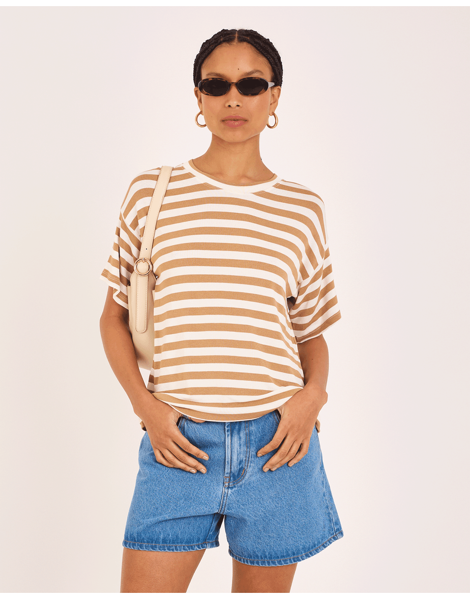T-shirt listrada kai listrado bege
