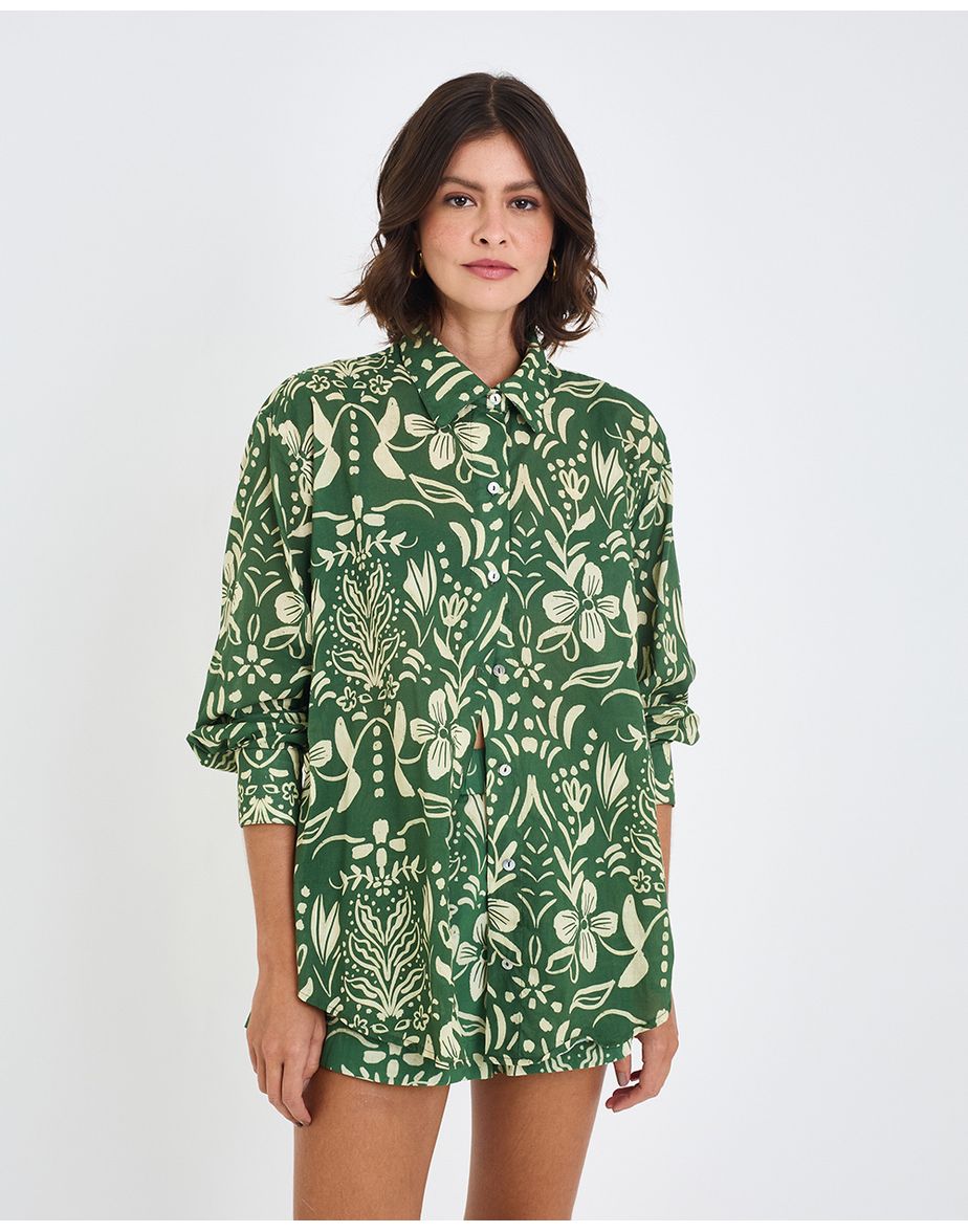 Camisa voil floral inv estampado
