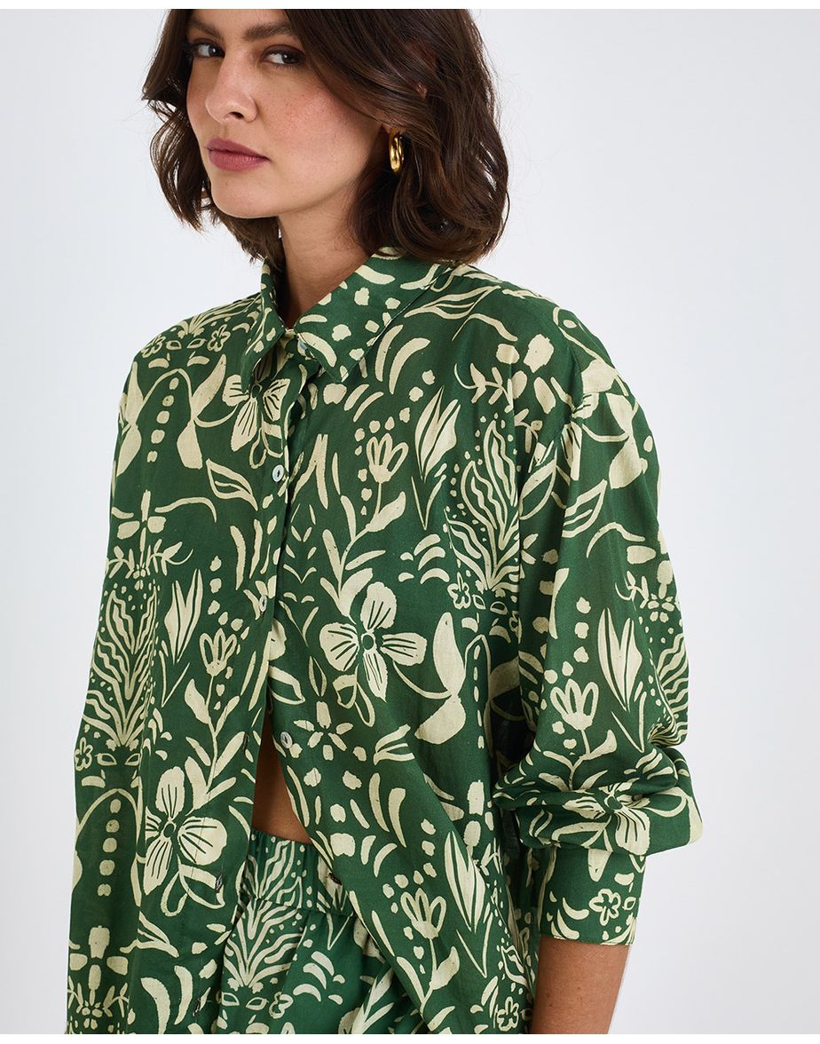 Camisa voil floral inv estampado