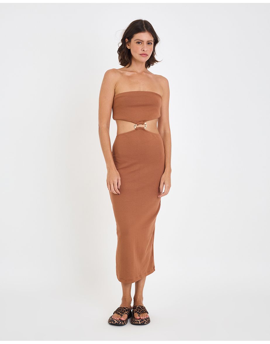 Vestido bandage inv marrom