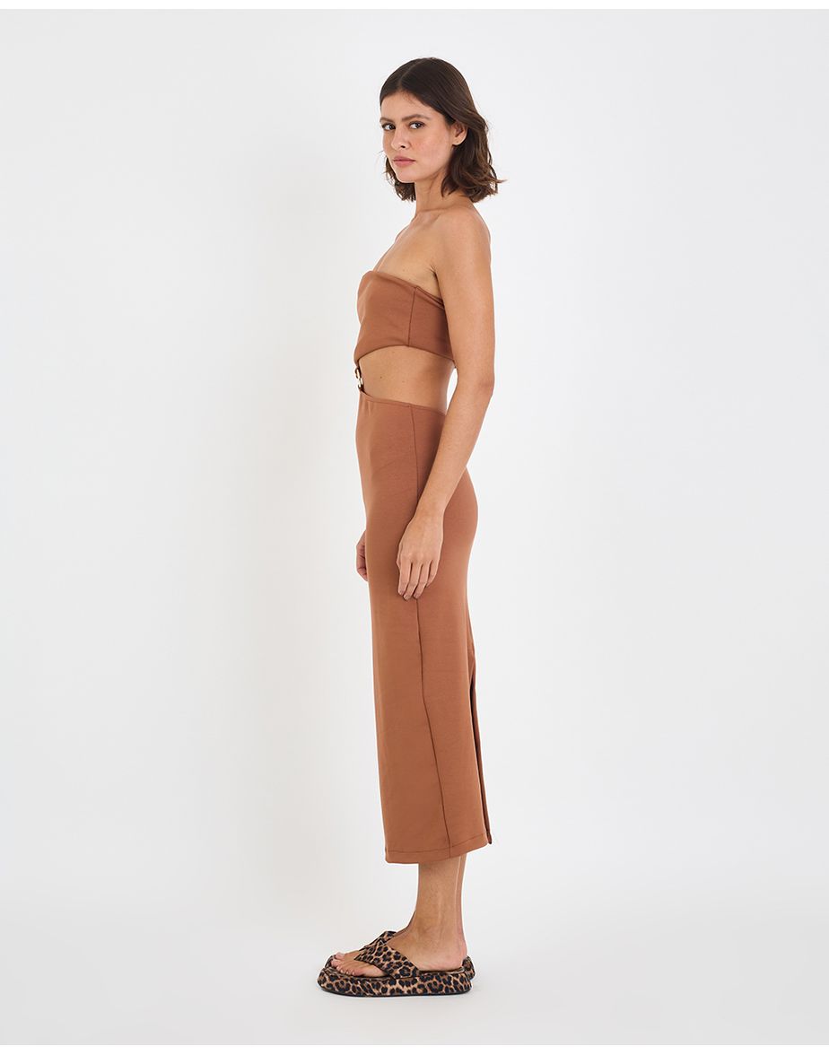 Vestido bandage inv marrom