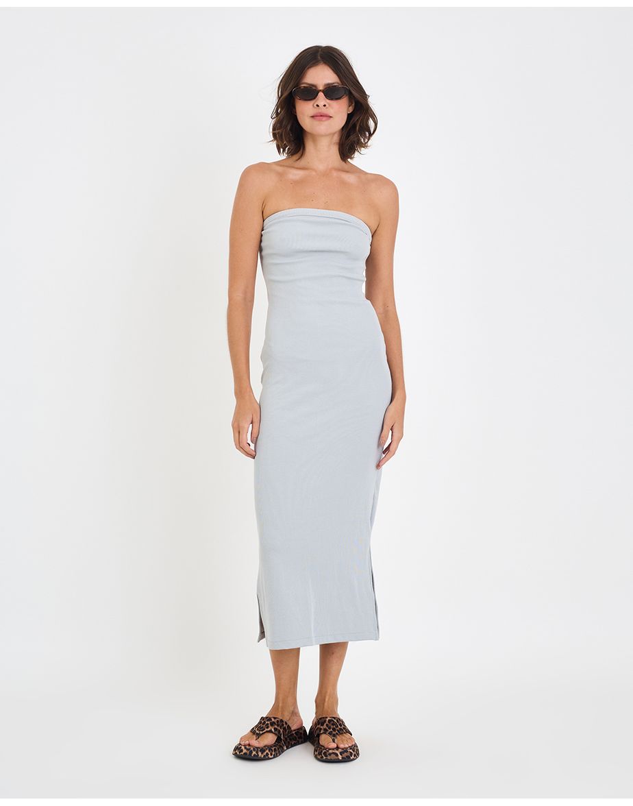 Vestido tomara que caia bandage inv cinza