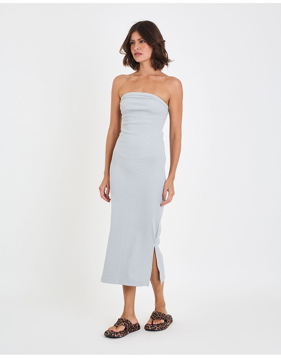 Vestido tomara que caia bandage inv cinza