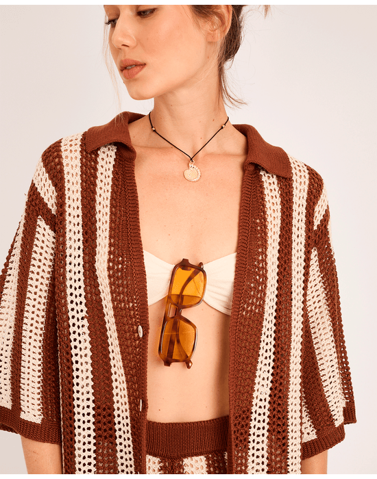 Camisa tricot ora listrado