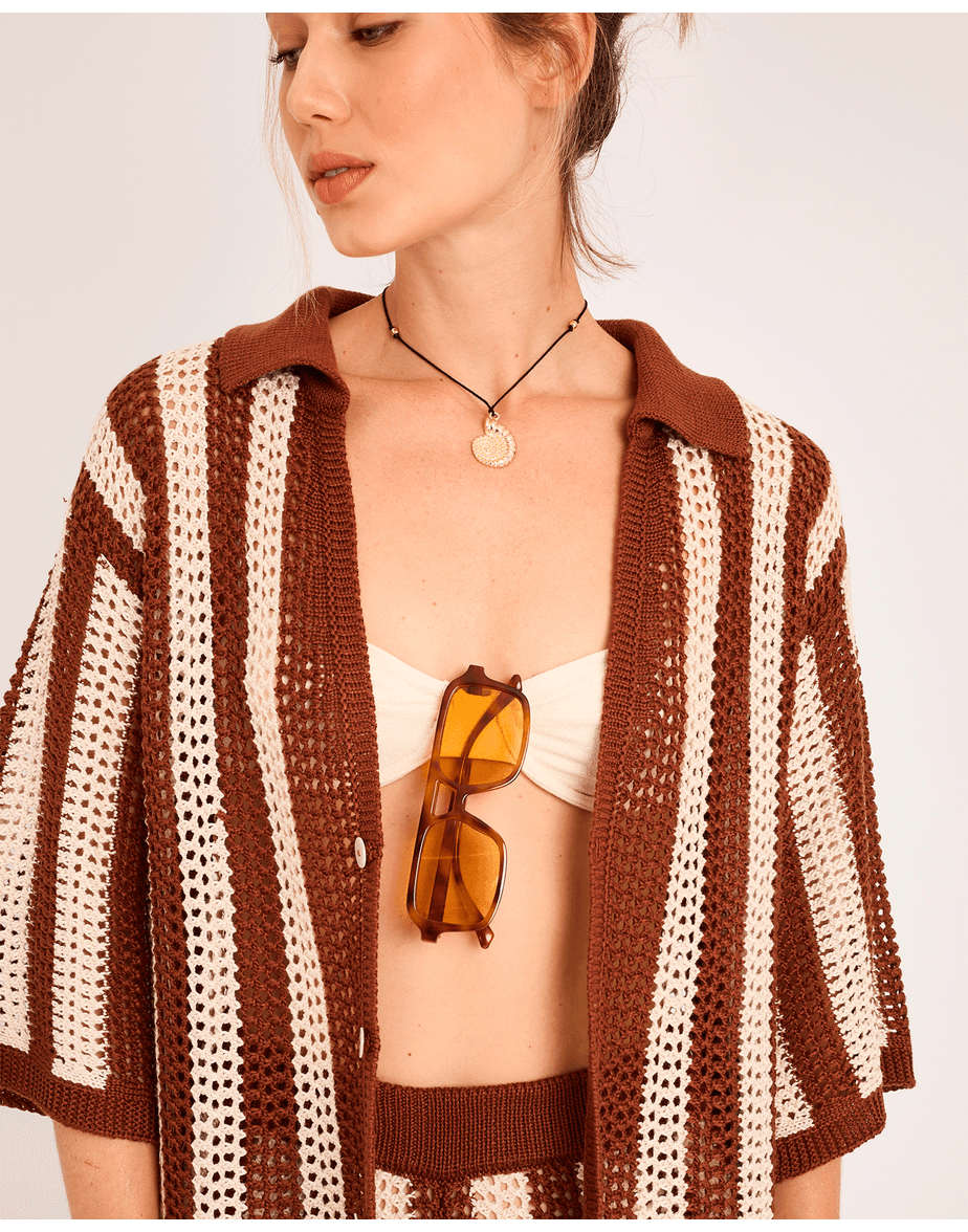 Camisa tricot ora listrado