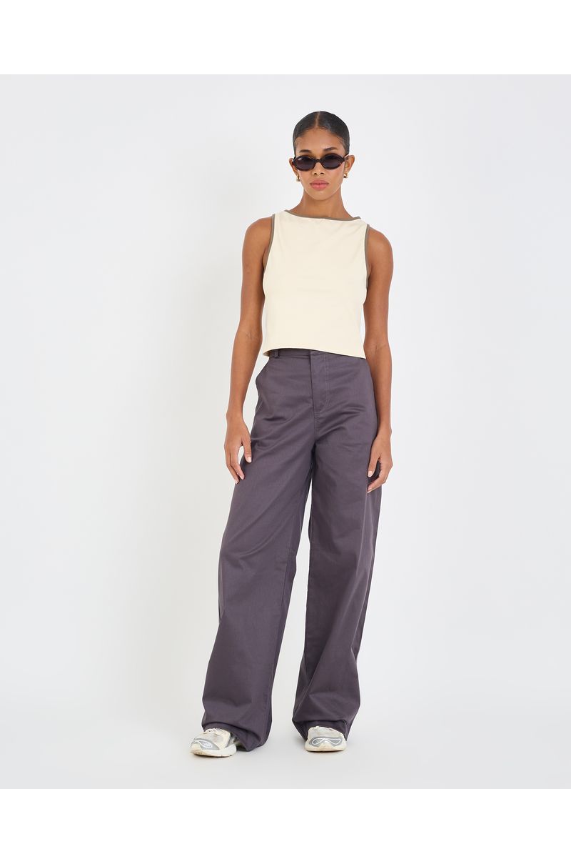 Calça plana ebi cinza