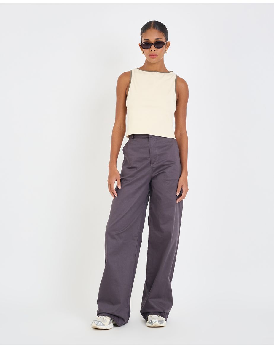 Calça plana ebi cinza