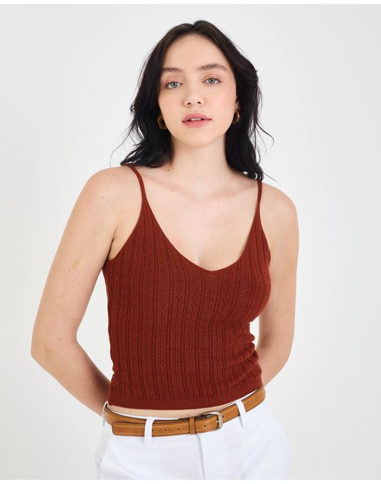 Regata tricot ebi marrom