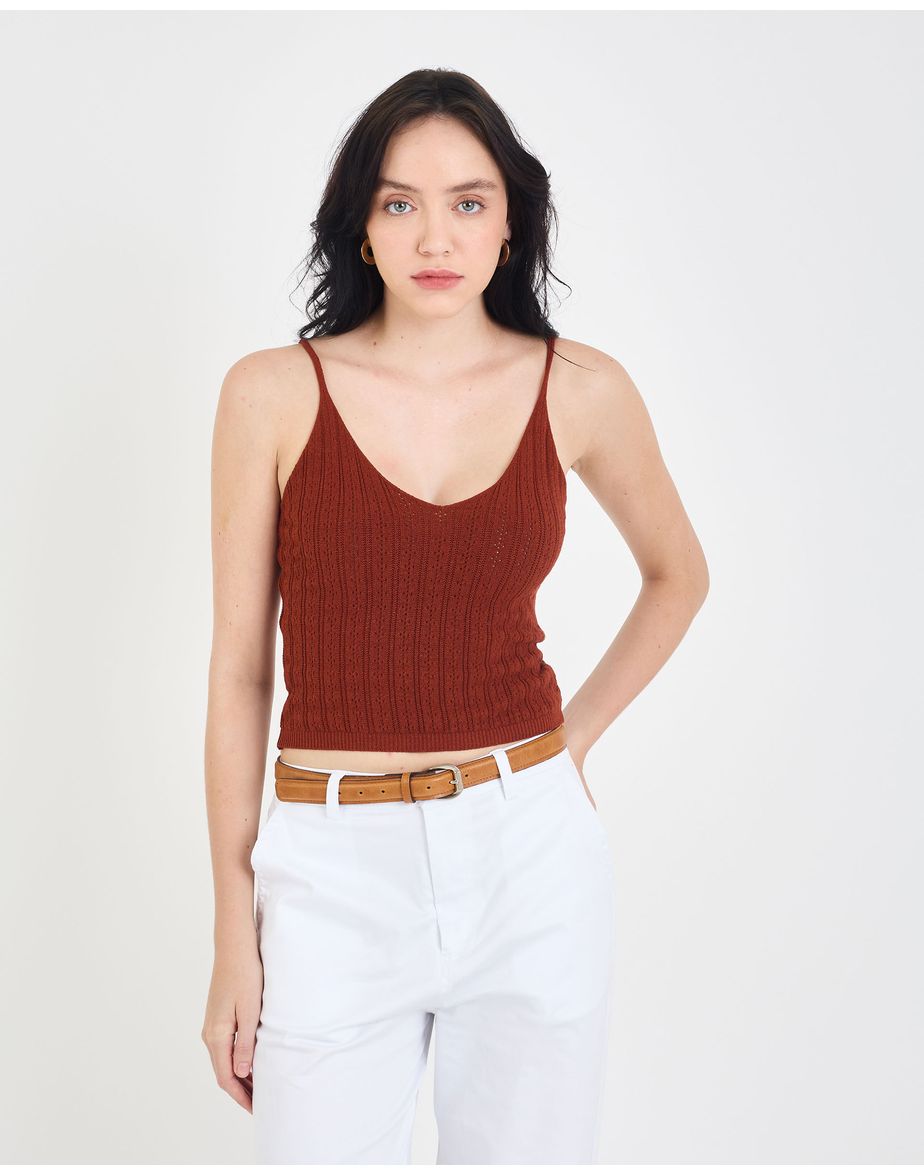 Regata tricot ebi marrom