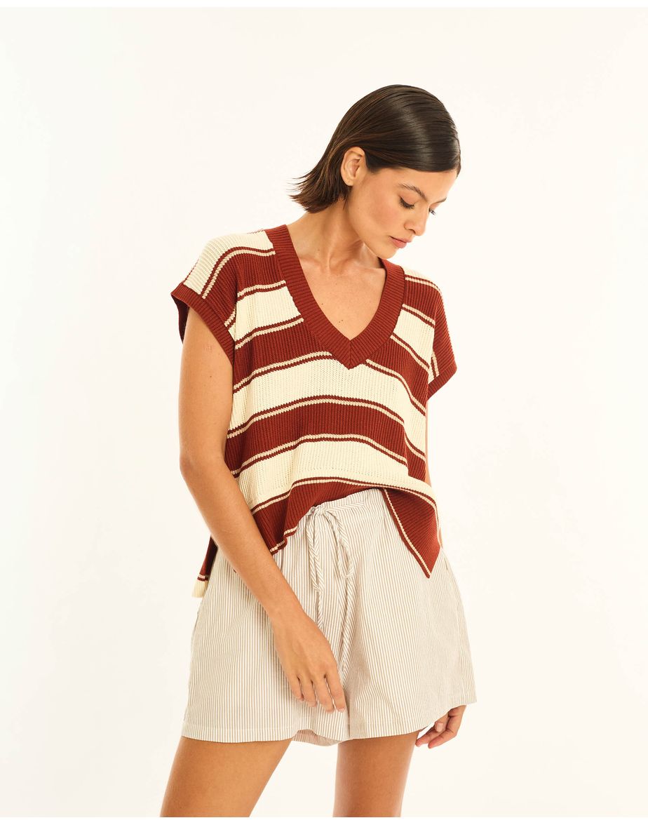 Colete pullover ala listrado