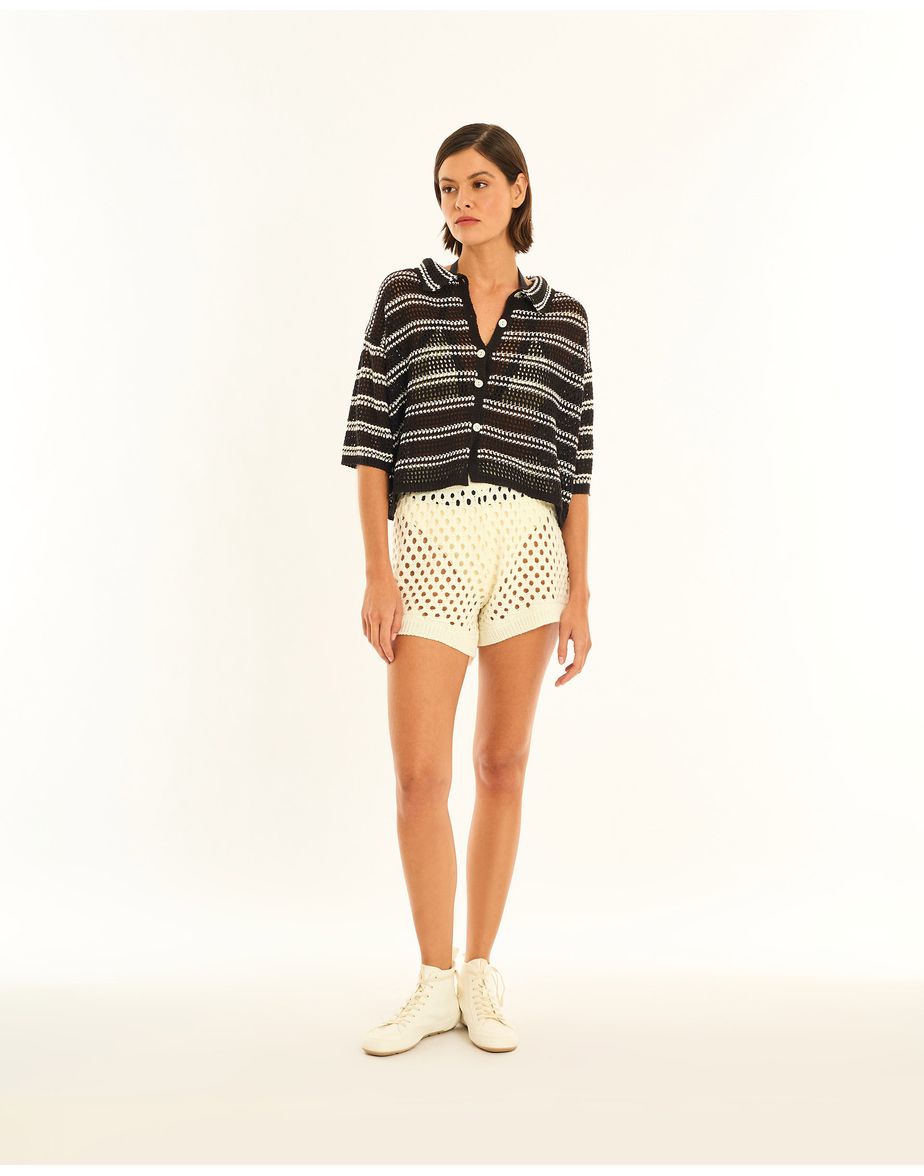 Polo tricot bos  listrado preto