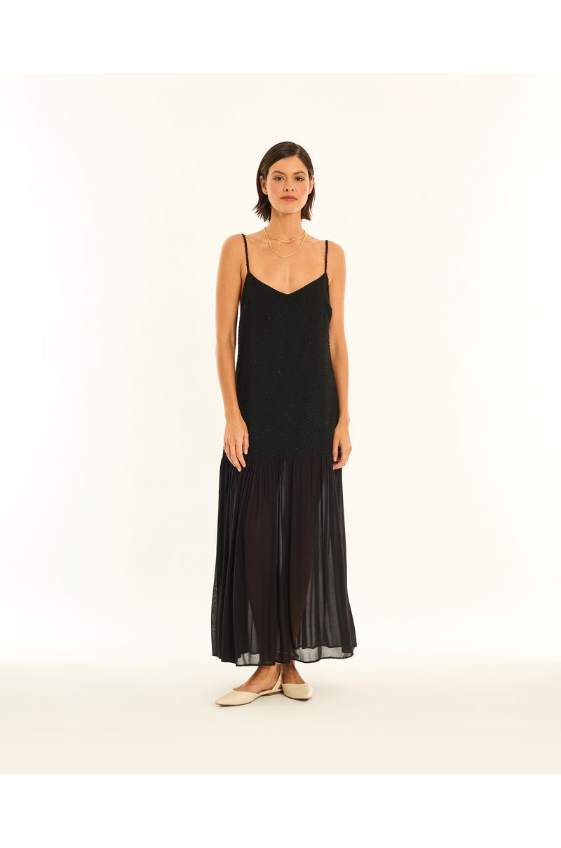 Vestido pluma ala preto