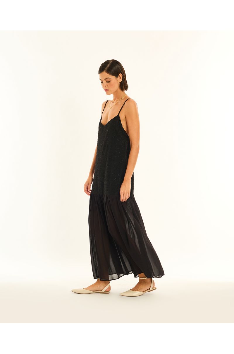 Vestido pluma ala preto