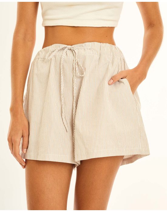 Short listras ala listrado bege
