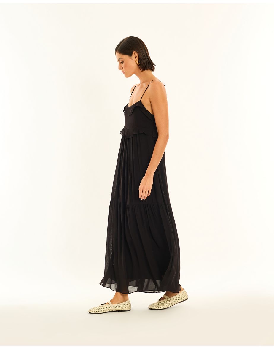 Vestido camadas ala preto