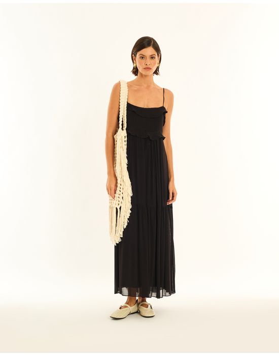 Vestido camadas ala preto