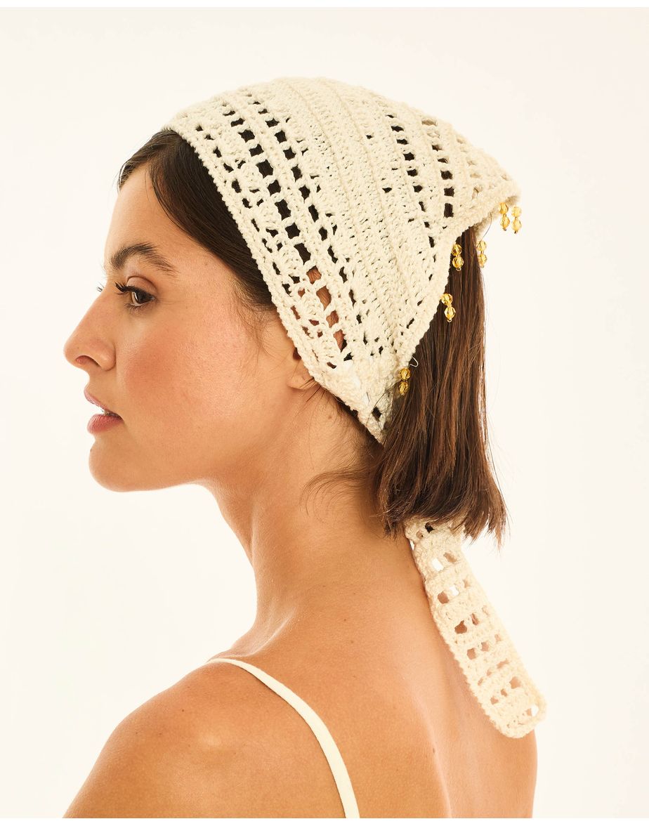 Lenço crochet ala off-white