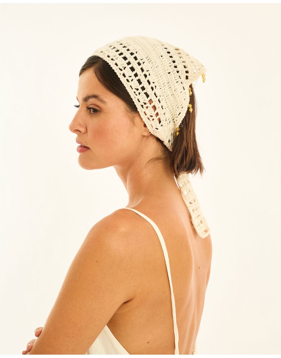 Lenço crochet ala off-white