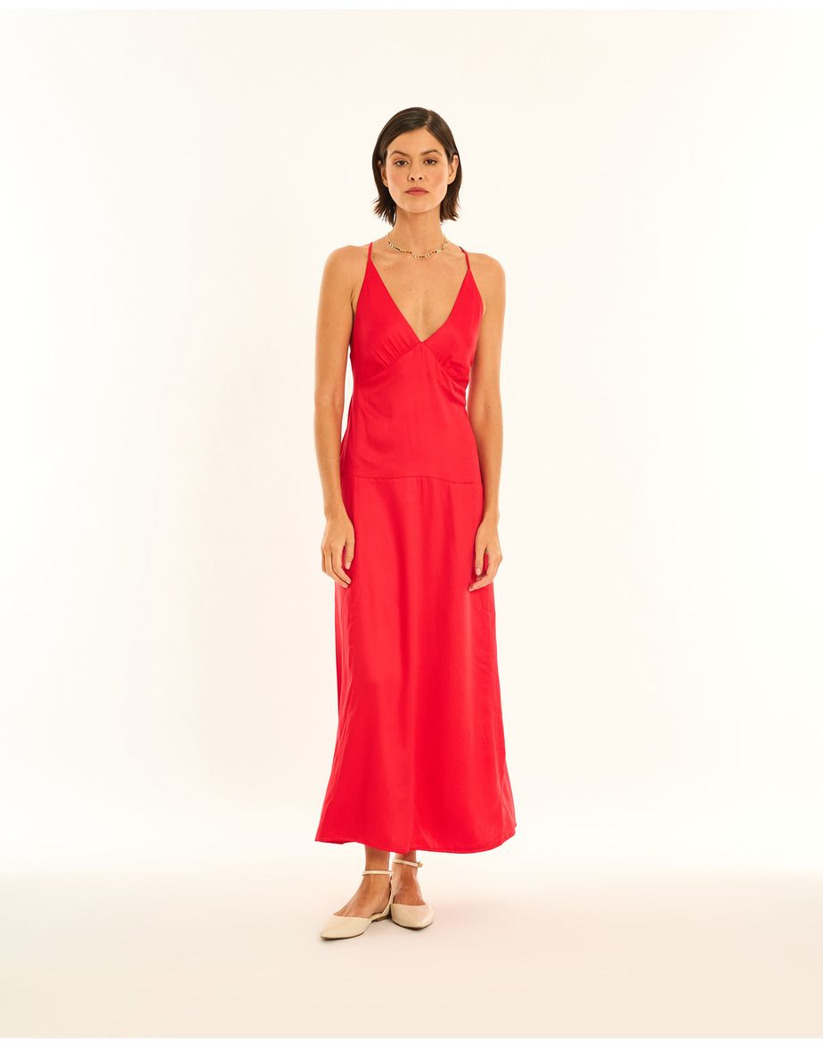 Vestido slim ala vermelho